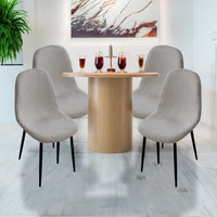 SET DA 4 SEDIE IMBOTTITE TEDDY IN TESSUTO GRIGIO CON GAMBE NERE 44X48X88 CM