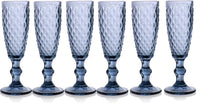 SET 6 CALICI FLUTE DIAMANTE DA 140CC IN COLORE BLU