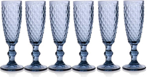 SET 6 CALICI FLUTE DIAMANTE DA 140CC IN COLORE BLU