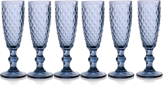 SET 6 CALICI FLUTE DIAMANTE DA 140CC IN COLORE BLU