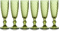 SET 6 CALICI FLUTE DIAMANTE DA 140CC IN COLORE VERDE