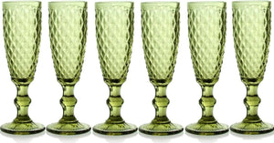 SET 6 CALICI FLUTE DIAMANTE DA 140CC IN COLORE VERDE