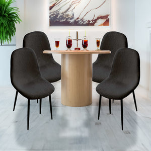 SET DA 4 SEDIE IMBOTTITE TEDDY TESSUTO NERO CON GAMBE NERE 44X48X88 CM