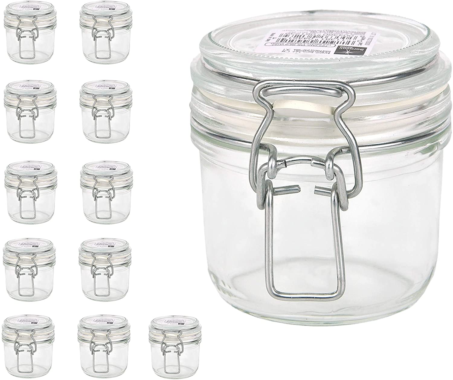 KIT 12 PZ BORMIOLI FIDO VASO IN VETRO CON TAPPO ERMETICO 200 CC