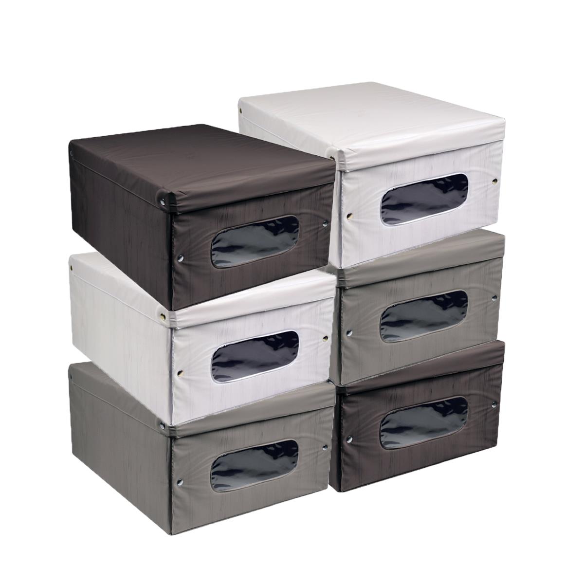 SET DA 6 SCATOLE BIANCHERIA WOODY 48X36X19 CM COLORAZIONE ASSORTITA