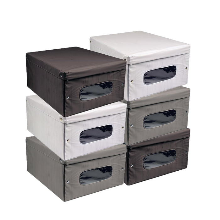 SET DA 6 SCATOLE BIANCHERIA WOODY 48X36X19 CM COLORAZIONE ASSORTITA