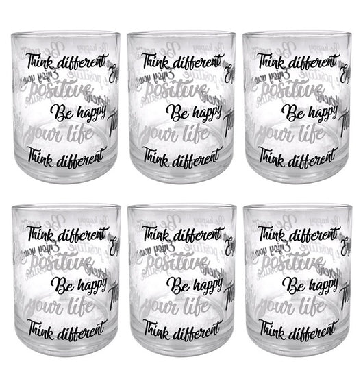 MAURY'S SET 6 DI BICCHIERI IN VETRO ENJOY PER ACQUA CON SCRITTE NERE