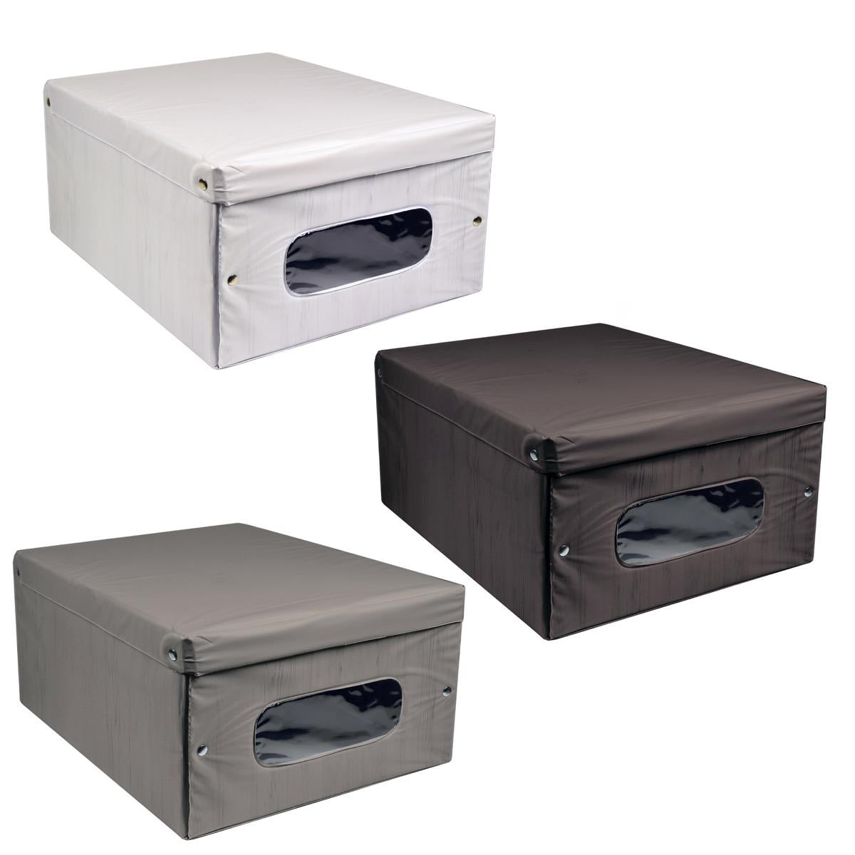 SET DA 6 SCATOLE BIANCHERIA WOODY 48X36X19 CM COLORAZIONE ASSORTITA