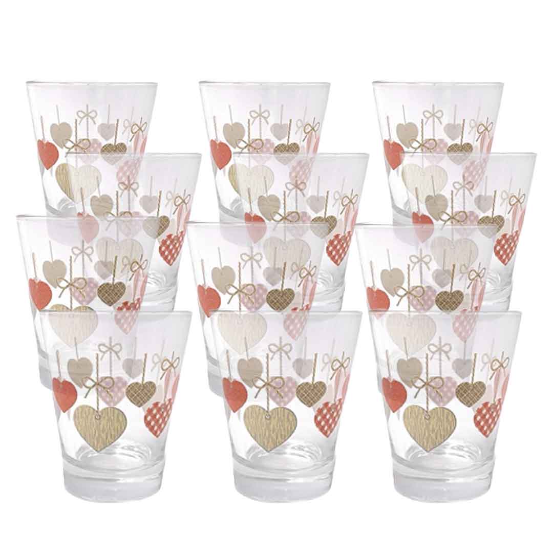 BATTICUORE SET 12 BICCHIERINI DA CAFFÈ IN VETRO CON DESIGN CUORE