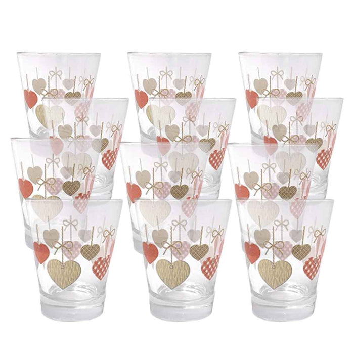 BATTICUORE SET 12 BICCHIERINI DA CAFFÈ IN VETRO CON DESIGN CUORE