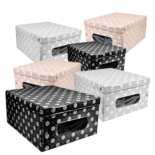 SET 6 MAURY'S SCATOLA PORTABIANCHERIA CROME IN PVC 50 X 39 X H24 CM ASSORTITA