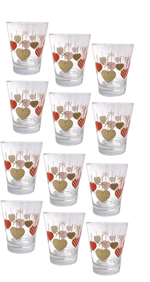 BATTICUORE SET 12 BICCHIERINI DA CAFFÈ IN VETRO CON DESIGN CUORE