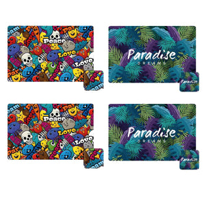 MAURY'S SET 4 TOVAGLIETTE CON SOTTOBICCHIERE COORDINATO ASSORTITO