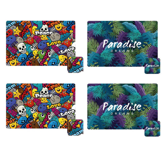 MAURY'S SET 4 TOVAGLIETTE CON SOTTOBICCHIERE COORDINATO ASSORTITO