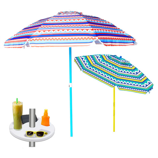 MAURY'S OMBRELLONE SIRACUSA DA 200 + BORSA MARE CON MANICI IN CORDA 55X40X13 CM COLORATA BIANCA CON COCOMERI E GELATI