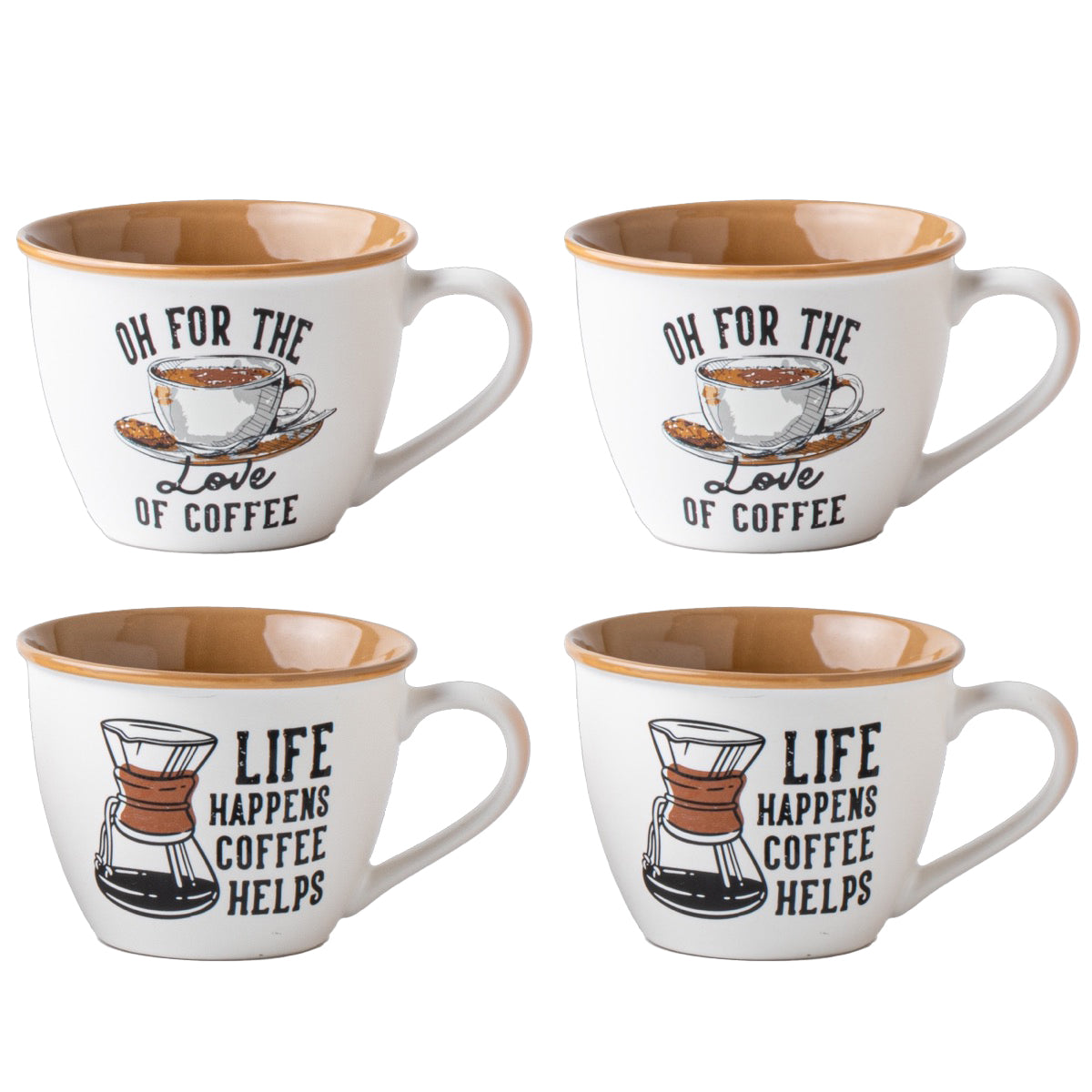 MAURY'S SET 4 TAZZE DEISGN CAFFE DA 550 CC IN DISEGNO ASSORTITO