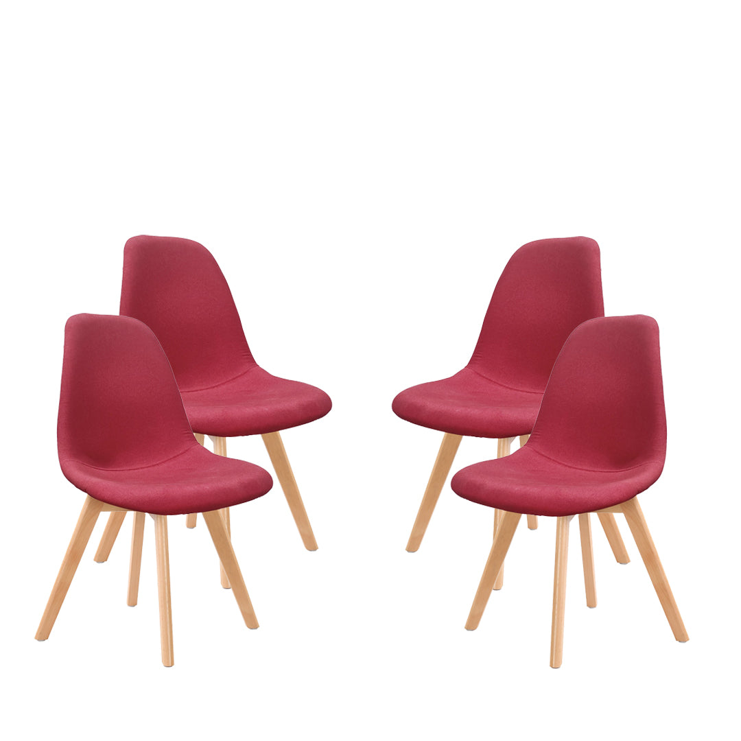 MAURY'S SET 4 SEDIA DA ARREDO CON GAMBE IN LEGNO DI COLORE RED