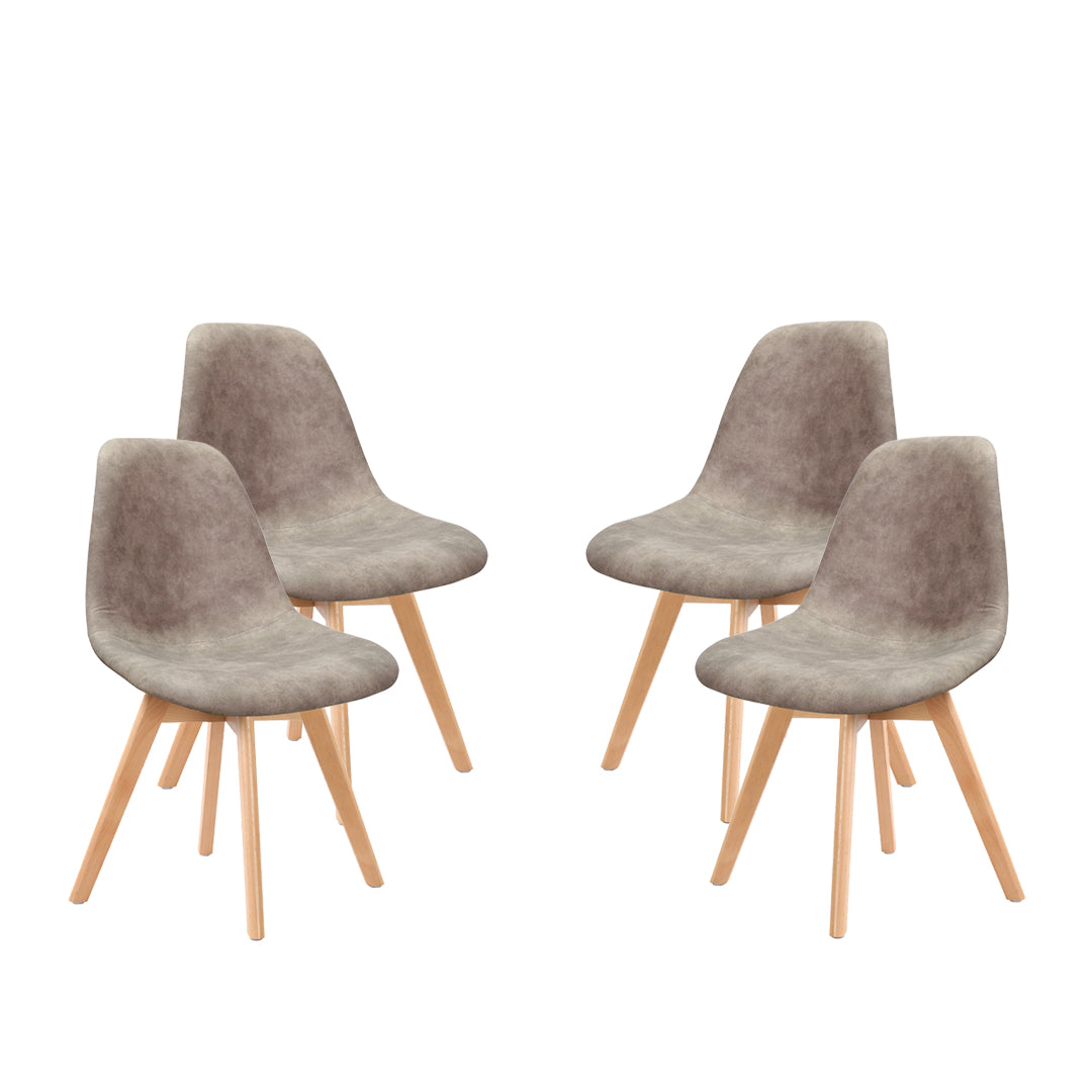 SEDIE 4 PZ DA ARREDO LIGHT GREY CON STRUTTURA IN LEGNO E SEDUTA MORBIDA