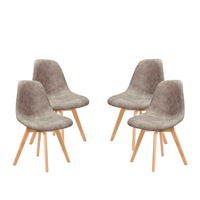 SEDIE 4 PZ DA ARREDO LIGHT GREY CON STRUTTURA IN LEGNO E SEDUTA MORBIDA