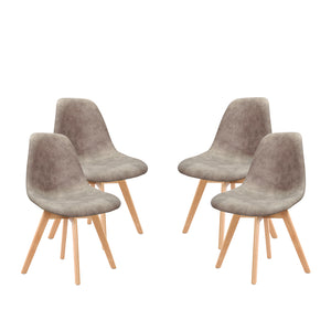 SEDIE 4 PZ DA ARREDO LIGHT GREY CON STRUTTURA IN LEGNO E SEDUTA MORBIDA