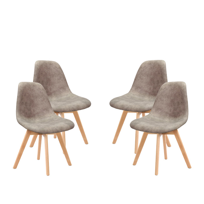 SEDIE 4 PZ DA ARREDO LIGHT GREY CON STRUTTURA IN LEGNO E SEDUTA MORBIDA