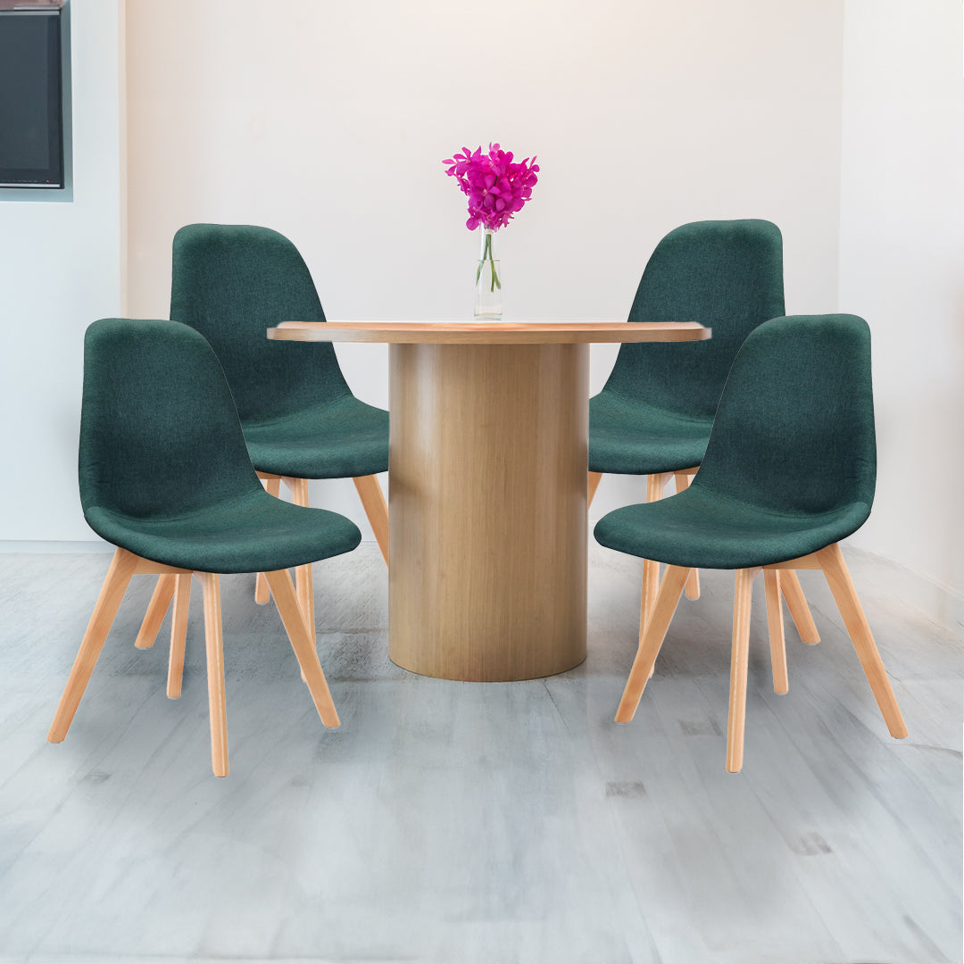 MAURY'S SET 4 SEDIE DA ARREDO CON GAMBE IN LEGNO DI COLORE GREEN