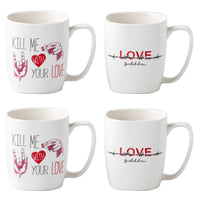 MAURY'S SET 4 TAZZE KISS CON DECORO ASSORTITO DA 390 CC