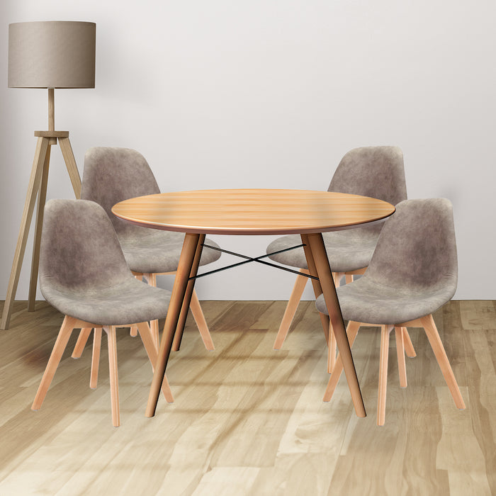 SEDIE 4 PZ DA ARREDO LIGHT GREY CON STRUTTURA IN LEGNO E SEDUTA MORBIDA