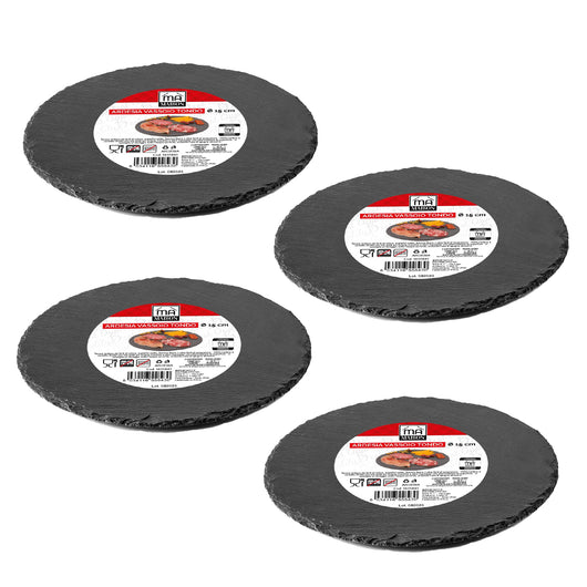 MAURY'S SET 4 VASSOI TONDI IN ARDESIA DIAMETRO 15 CM PER ANTIPASTI O DESSERT