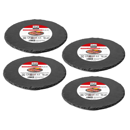 MAURY'S SET 4 VASSOI TONDI IN ARDESIA DIAMETRO 30 CM PER ANTIPASTI O DESSERT