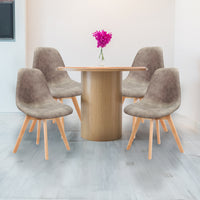 SEDIE 4 PZ DA ARREDO LIGHT GREY CON STRUTTURA IN LEGNO E SEDUTA MORBIDA