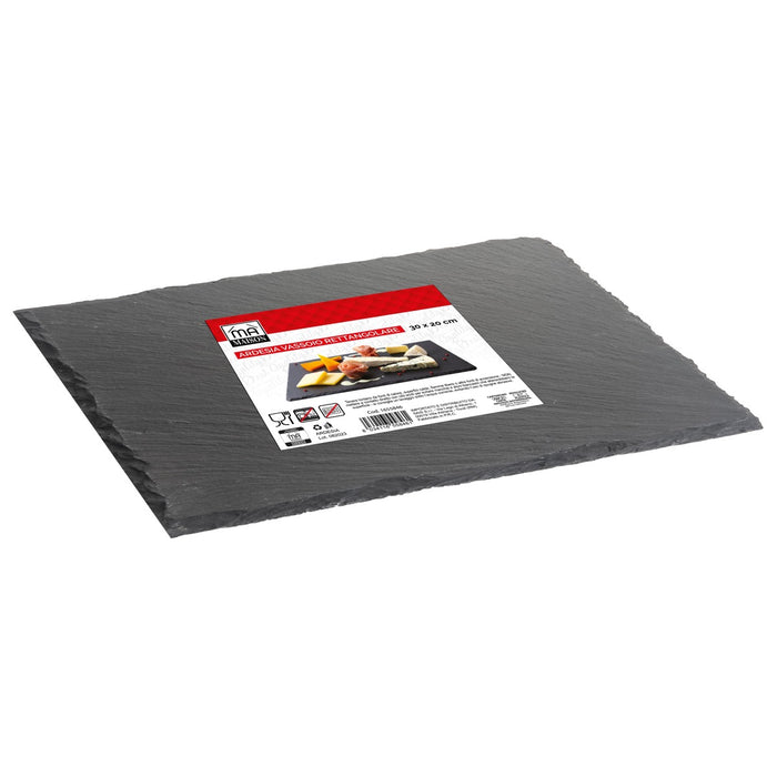 MAURY'S SET 4 VASSOI RETTANGOLARI IN ARDESIA 30 X 20 CM PER ANTIPASTI O DESSERT