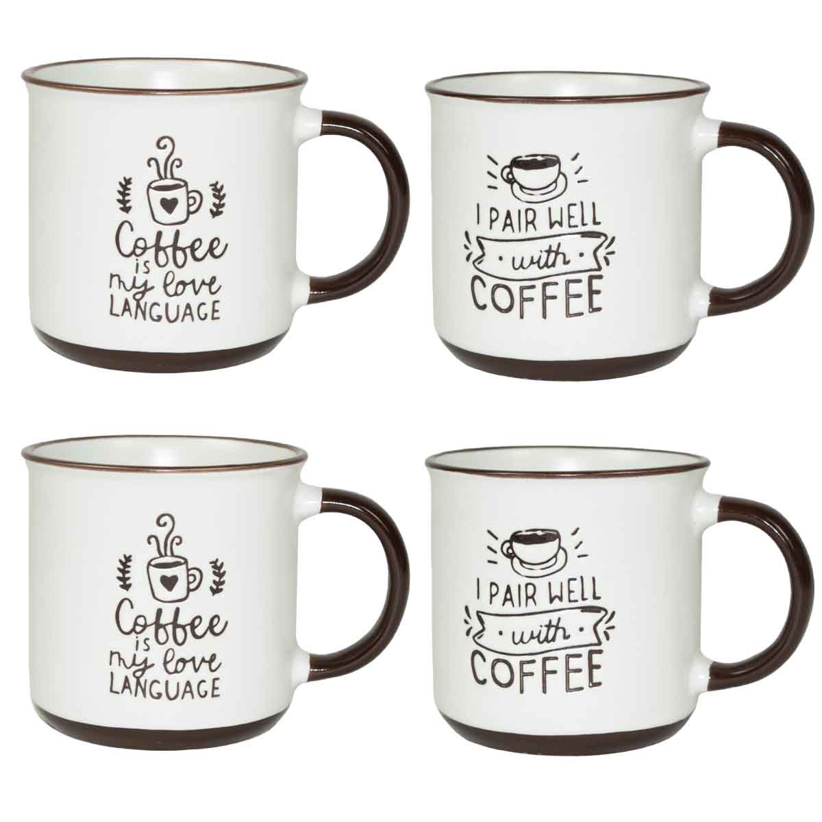 MAURY'S CLASS SET 4 TAZZE DA CAPPUCCINO CAPIENZA 430 CC IN DECORO ASSORTITO