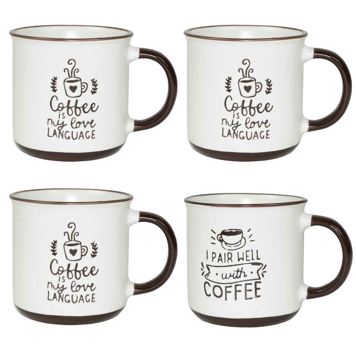 MAURY'S CLASS SET 4 TAZZE DA CAPPUCCINO CAPIENZA 430 CC IN DECORO ASSORTITO