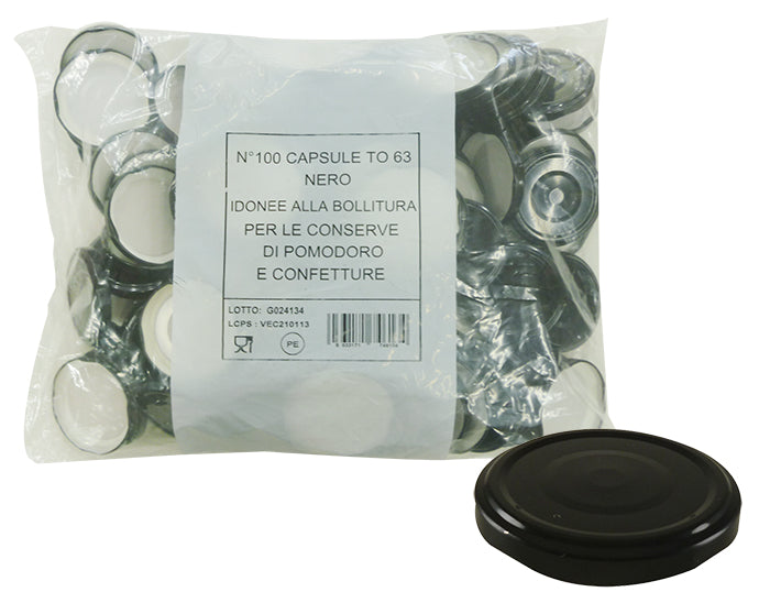 CONFEZIONE DA 100 TAPPI CAPSULA PER CONFETTURA E PASSATE DA 63 MM