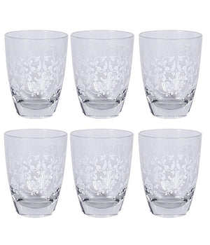 MAURY'S SET 6 BICCHIERI PRINCESS CON DECORO BIANCO