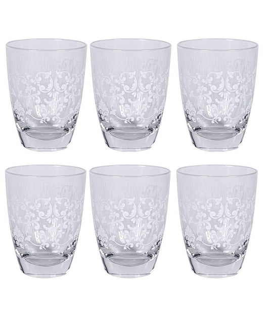 MAURY'S SET 6 BICCHIERI PRINCESS CON DECORO BIANCO