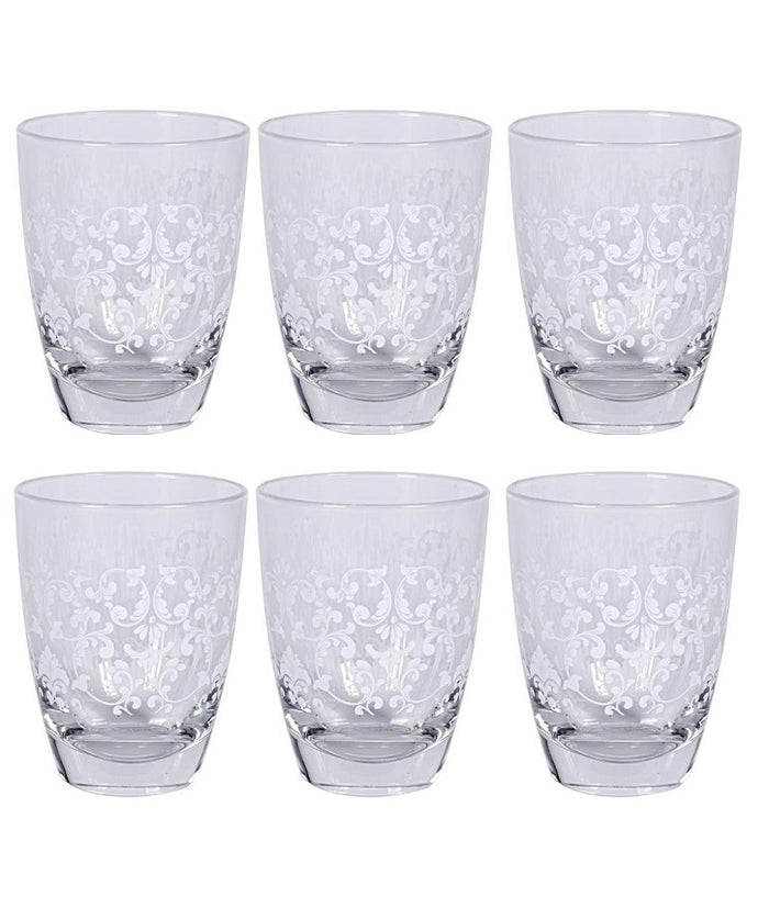 MAURY'S SET 6 BICCHIERI PRINCESS CON DECORO BIANCO