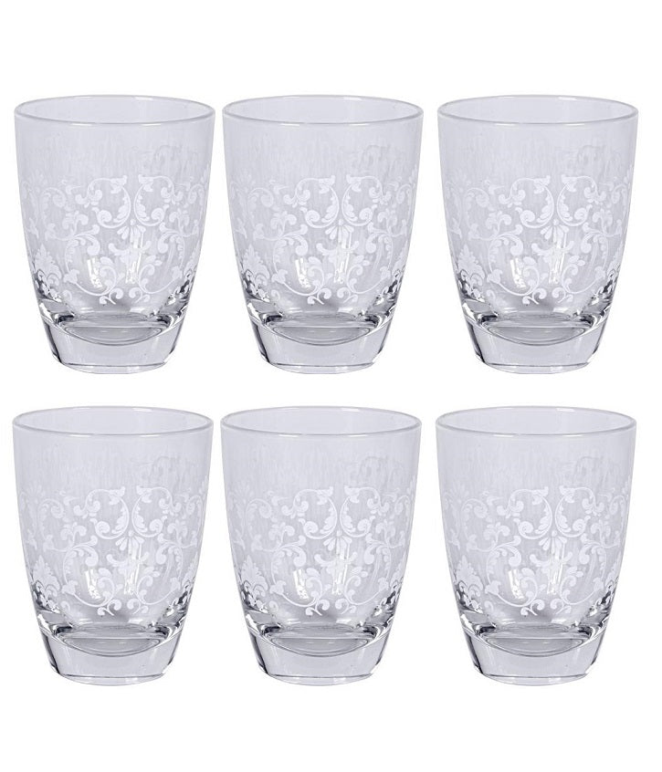 MAURY'S SET 6 BICCHIERI PRINCESS CON DECORO BIANCO