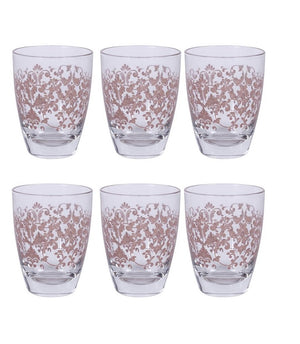 MAURY'S SET 6 BICCHIERI PRINCESS CON DECORO ROSA