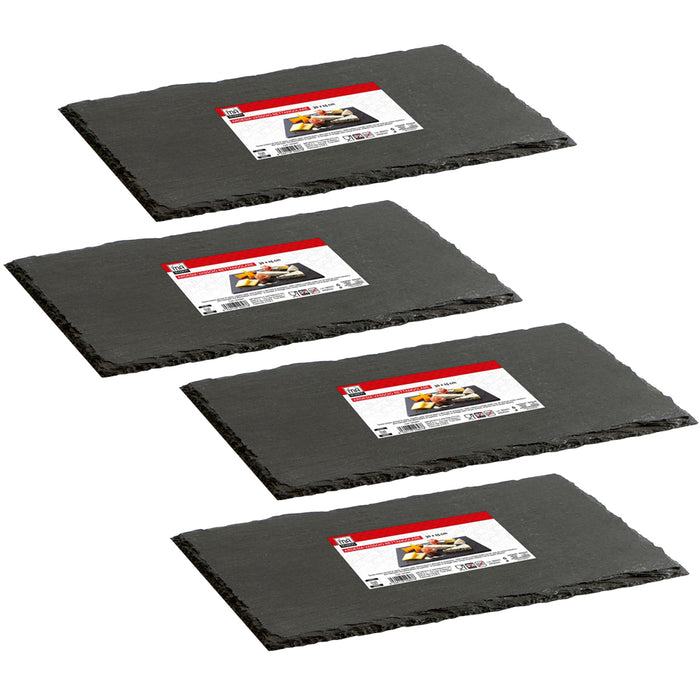 MAURY'S SET 4 VASSOI RETTANGOLARI IN ARDESIA 35 X 15 CM PER ANTIPASTI O DESSERT