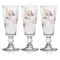 DARLING ROSE TRIS DI FLUTE DA 750 CC IN VETRO CON DECORO A ROSE