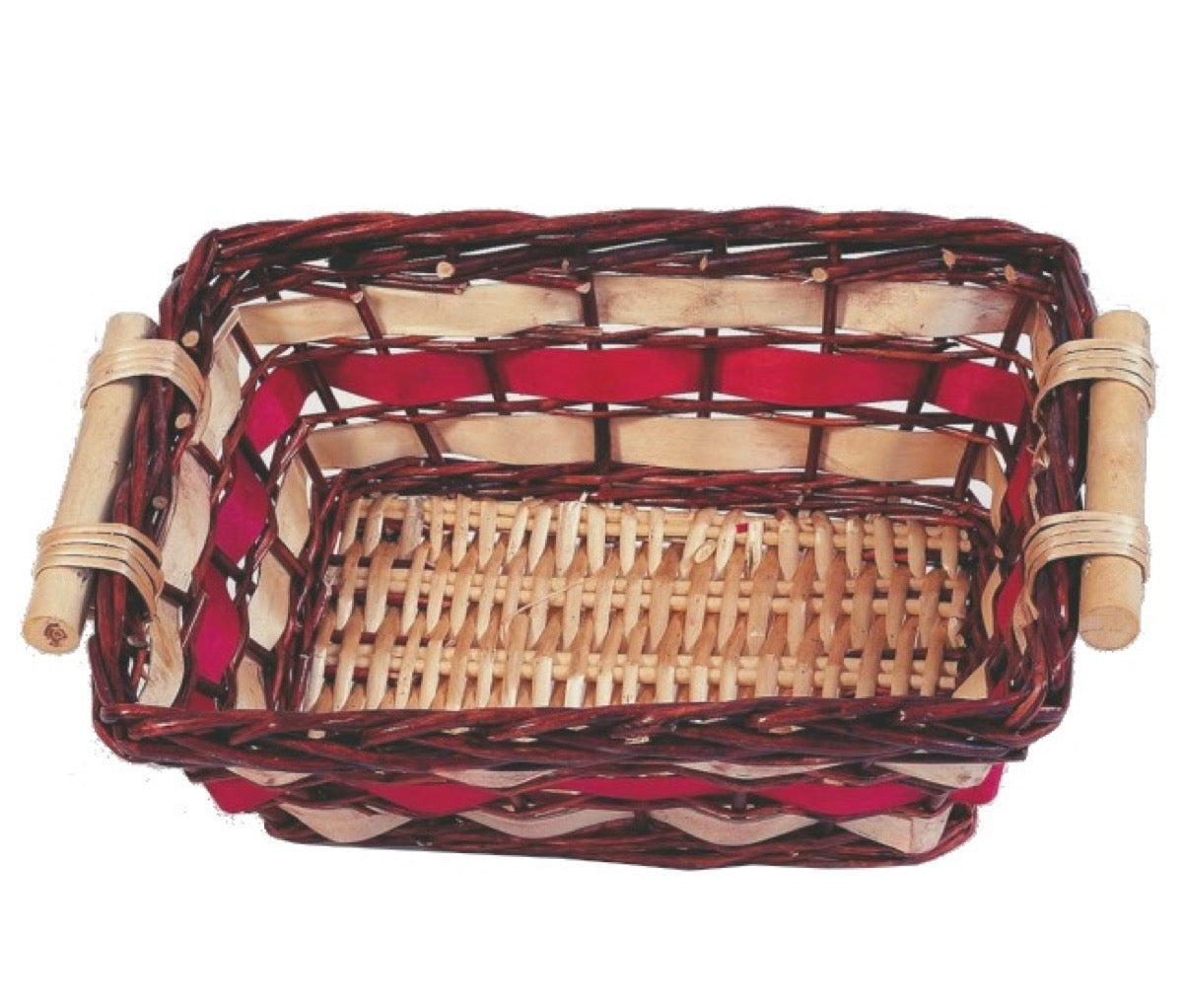 CESTO VIMINI RETTANGOLARE CM.44X28X14 CON MANICI