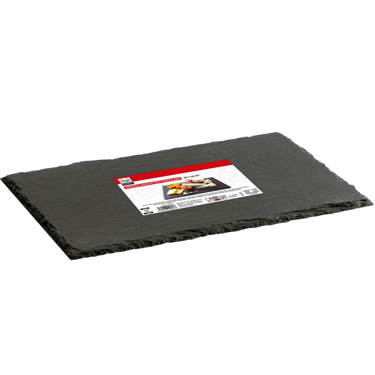 MAURY'S SET 4 VASSOI RETTANGOLARI IN ARDESIA 35 X 15 CM PER ANTIPASTI O DESSERT