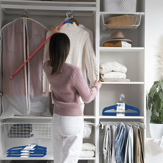 MAURY'S SET ASTA APPENDIABITI 100 CM + SET DI 60 GRUCCE VELVET ANTISCIVOLO IN COLORE ASSORTITO