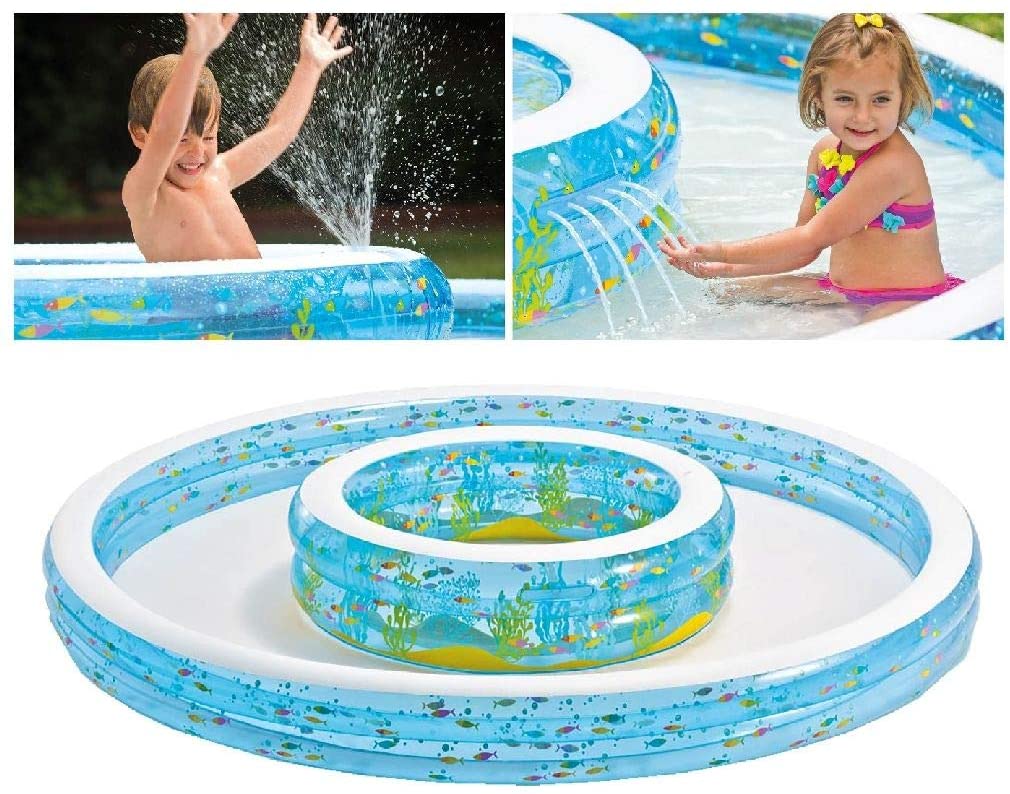 INTEX PISCINA DOPPIA PESCIOLINI 279X36 CM C.MAX 730+208 LT CON SPRUZZINO ETÀ 2+