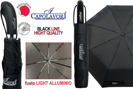 CAPOLAVORI OMBRELLO IN ALLUMINIO LIGHT PER UOMO COLORE NERO
