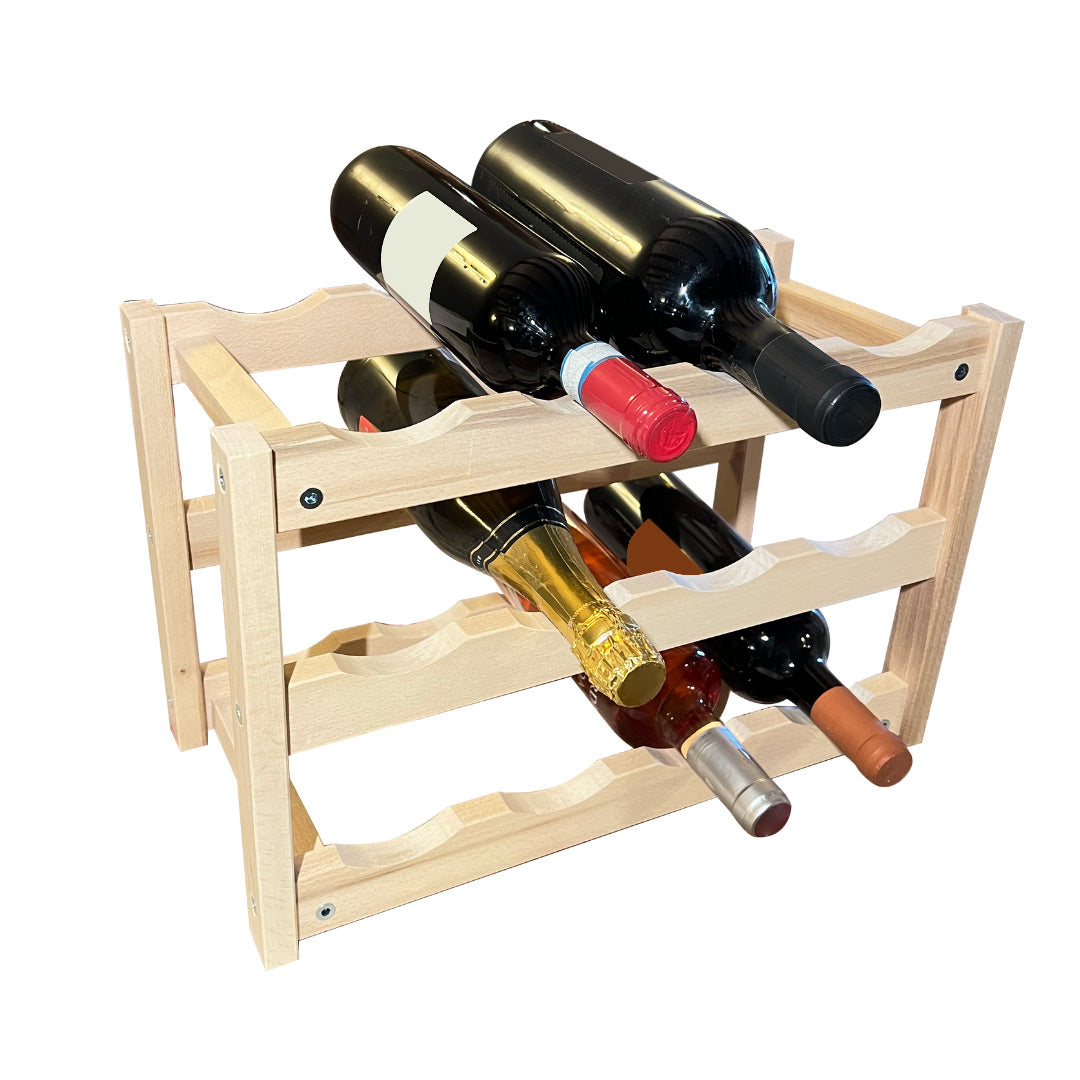 SCAFFALE PORTABOTTIGLIE CANTINETTA IN LEGNO DI FAGGIO 42.5 X22 X 28CM 12 POSTI