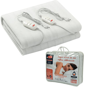 SCALDALETTO  ELETTRICO MATRIMONIALE 160X140 CM POTENZA 60 WATT 2 TELECOMANDI REMOVIBILI 2 LIVELLI DI RISCALDAMENTO LAVABILE IN LAVATRICE CAVO DI 2 METRI SISTEMA ANTI-SURRISCALDAMENTO