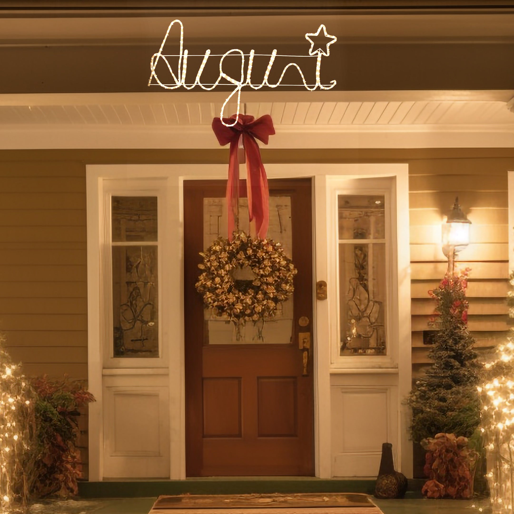 MA MAISON AUGURI SCRITTA NATALIZIA A TUBO BIANCO 110X40 CM CON LED CALDO DA ESTERNO